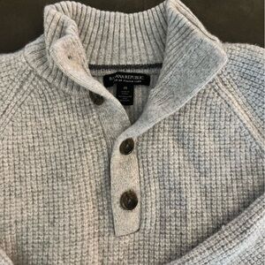 Banana Republic Grey Waffle Knit Wool Mock Neck Sweater
